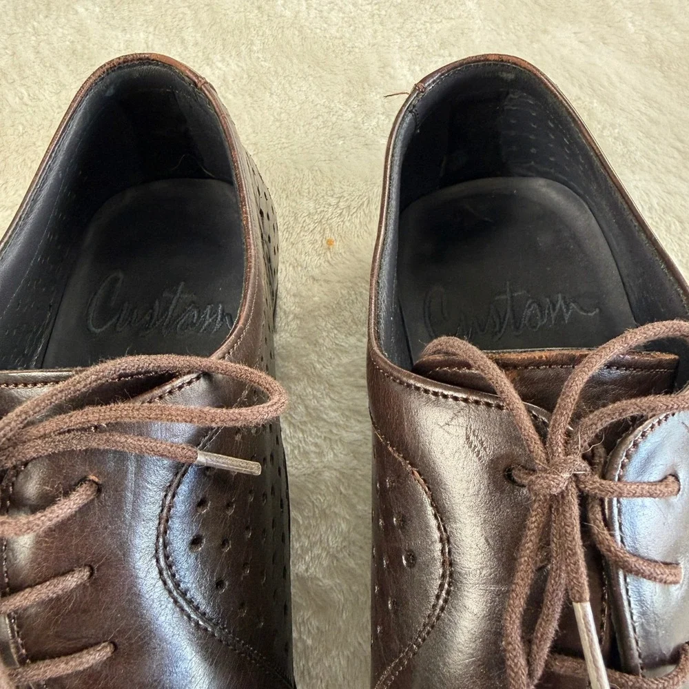 Vtg Mezlan Okanagan Oxford Mens 11M Brown‎ Perforated Leather Spain Y2K Luxury